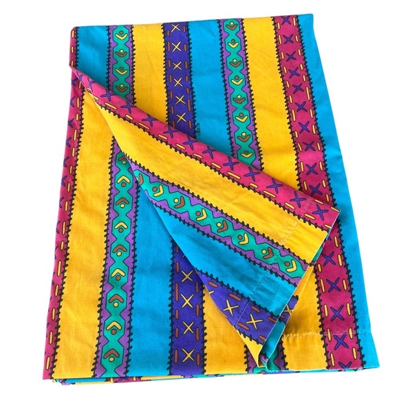 Vintage Disney Pocahontas Colorful Stripe Twin Top Sheet USA Cutter Crafts FLAWS - Picture 3 of 9